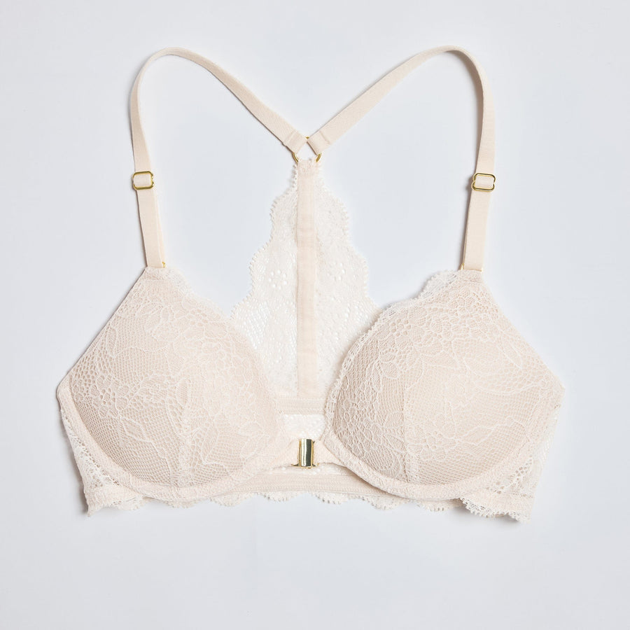 Lace Racerback Lift Up Bra Sand