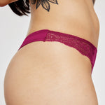 Smooth Lace Thong Cerise