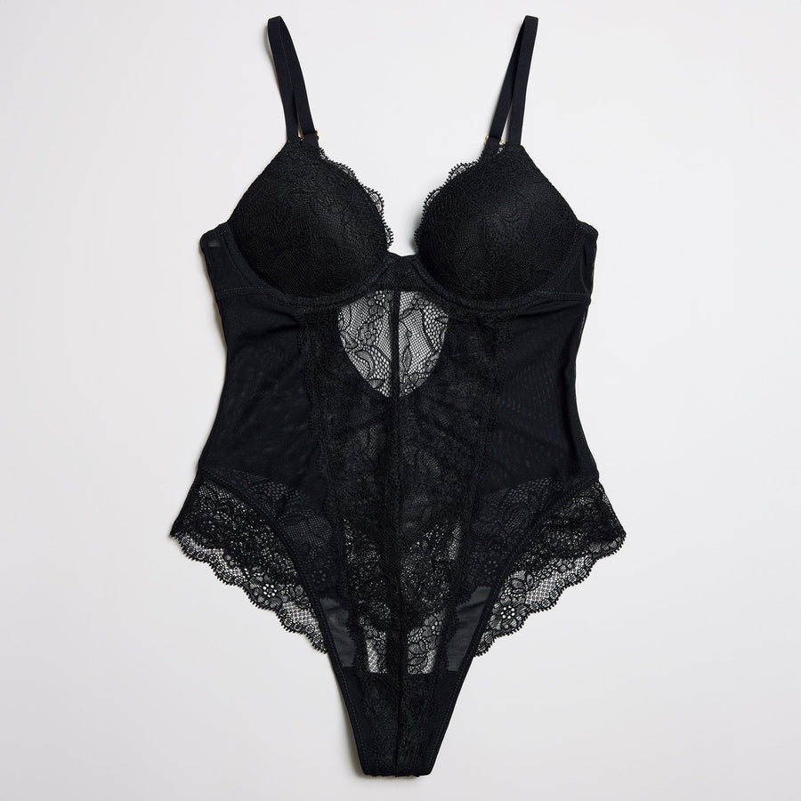 Lace Lift Up Teddy Black