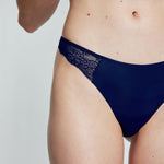 Smooth Lace Thong Navy