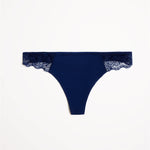 Smooth Lace Thong Navy