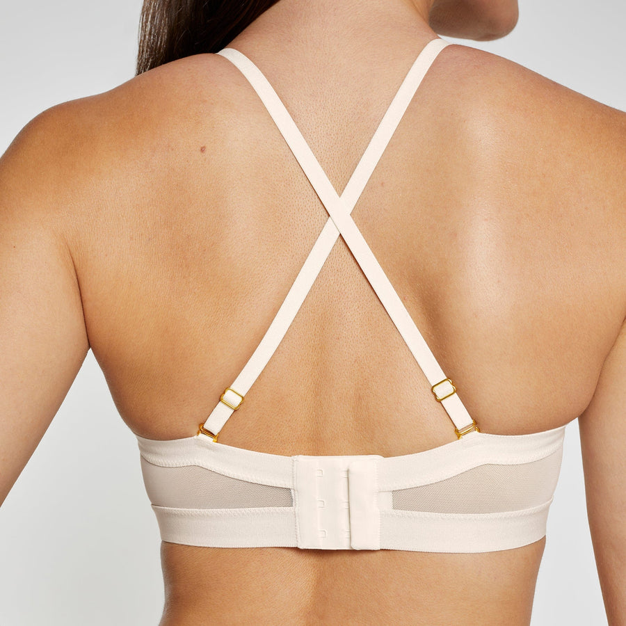 Strappy Low Back Bra for Women -Deep V Low Cut Backless